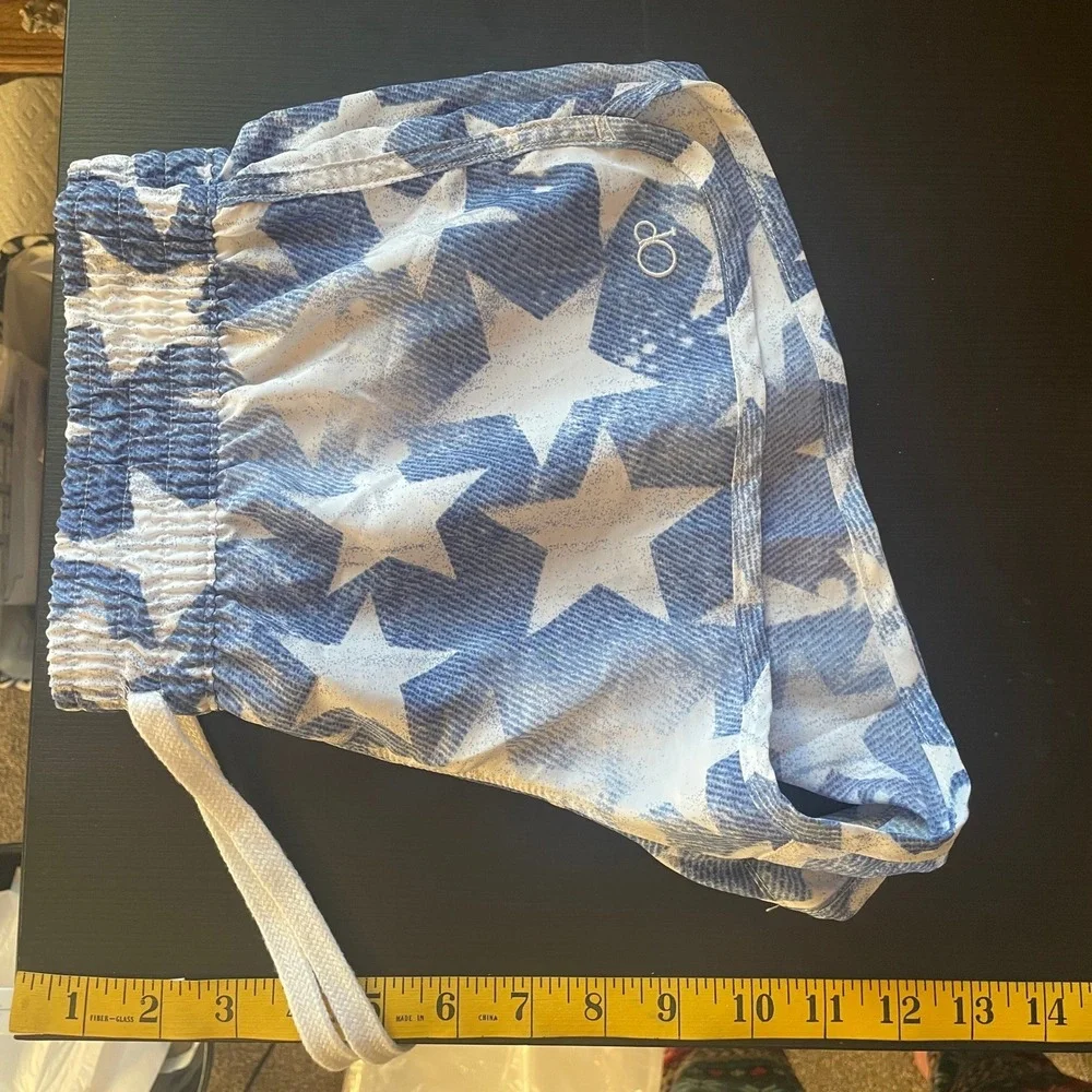 Op Women Blue White Star Print Americana Beach Board Shorts Size Medium Surfcore - Picture 4 of 6